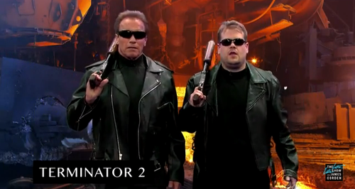 James Corden and Arnold Schwarzenegger on 'The Lat